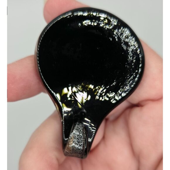 Handcrafted Murano Style Glass Pendant Swirling Bronze & Silver Art Jewelry Stat - Picture 5 of 5